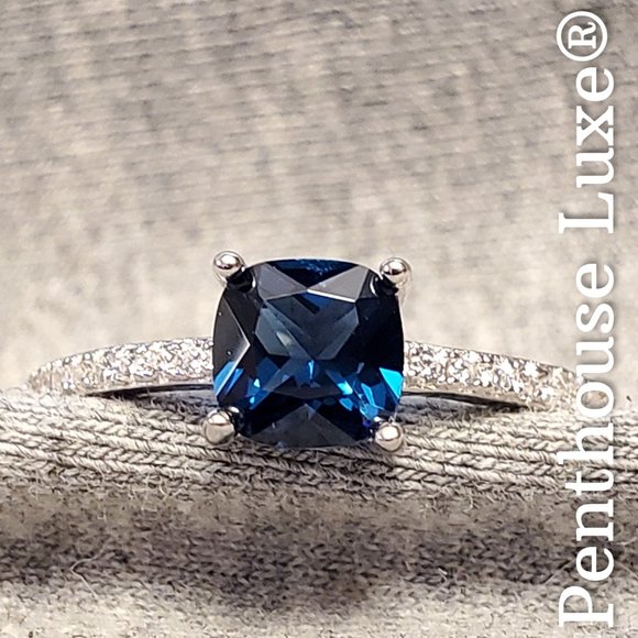 SOLID 925 Sterling Silver Blue Topaz Ring - Picture 2 of 6